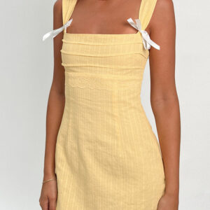 Taylor Yellow Tie Back Mini Dress