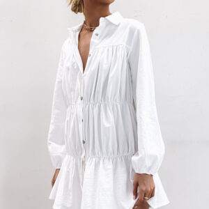 Theodossia Tiered Long Sleeve Dress White
