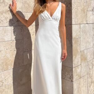 Verlaine White Linen Blend Maxi Dress