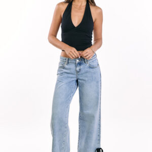Willabelle Light Wash Denim Bow Hem Low Rise Jeans