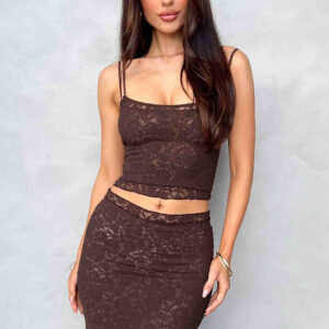 Willow Brown Lace Tank Top