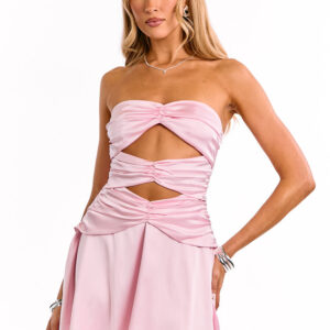 Zander Pink Strapless Cut Out Party Mini Dress